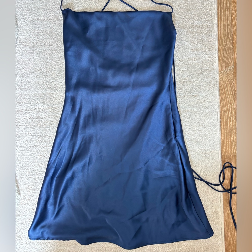 Le Lis Midnight Blue Satin Dress